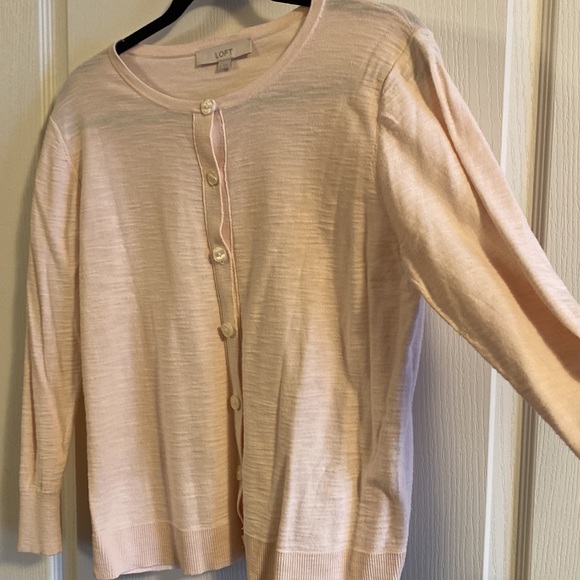 Loft long sleeve button sweater in pink - size L - Picture 2 of 9